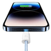 USAMS US-SJ657 U86 PD30W USB-C/Type-C to 8 Pin Rainbow Braided Fast Charging Data Cable, Length: 1.2m(White)