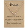 12 Zodiac Signs With Diamonds Necklace Card Rhinestones Collarbone Chain Pendant, Style: Pisces Golden