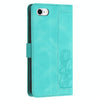 For iPhone SE 2022 / 2020 Tulips Embossed Leather Phone Case with Lanyard(Green)