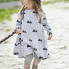 Spring and Autumn Girls Cartoon Mouse Pattern Long Sleeve Dress, Kid Size:130cm(Grey)