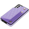 For Samsung Galaxy S20 FE 5G Rhombic Dual Buckle Card Slots Phone Case with Lanyard(Purple)