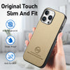 For iPhone 15 Pro Twill Fabric Leather Skin Back Phone Case(Khaki)