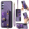 For Samsung Galaxy S25 5G Retro Cross Wristband Wallet Leather Back Phone Case(Purple)