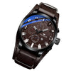 FNGEEN P1010 Men Fashion Large Dial Leather Belt Watch Student Casual Quartz Watch(Dark Brown Leather Coffee Surface)