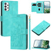 For Samsung Galaxy A73 5G Tulips Embossed Leather Phone Case with Lanyard(Green)