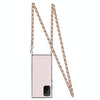 For Samsung Galaxy S20+ Elegant Rhombic Pattern Microfiber Leather +TPU Shockproof Case with Crossbody Strap Chain(Pink)