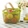 Square  Wooden Handle Mesh Basket Snack Fruit Storage Basket(Blue)