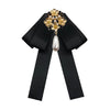 Ladies Retro Style Cloth Fabric Pearl Diamond Brooch Bow Tie Bow Clothing Accessories, Style:Pin Buckle Version(Black)