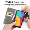 For Alcatel 1L 2021 Four-leaf Clasp Embossed Buckle Mobile Phone Protection Leather Case with Lanyard & Card Slot & Wallet & Bracket Function(Gray)