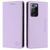 For Samsung Galaxy Note20 Ultra RC01 Dual-Folded Magnetic Suction RFID Leather Phone Case(Light Purple)