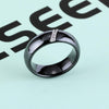 Simple Nano Ceramic Ring Trend Titanium Steel with Zircon Rings, Ring Size:8(Black)