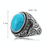 Europe and America Style Retro Gemstone Turquoise Men Titanium Steel Ring, Size: 9, Diameter: 19mm, Perimeter: 59.8mm(Blue)