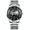 BINBOND B1117 30M Waterproof Earth Dial Butterfly Buckle Luminous Quartz Watch(White Steel-Black)