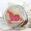 Handmade DIY Diamond Folding Mini Double Sided Makeup Mirror Love Shape