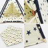 Canvas Pet Tent Bed, Large 60x60x70cm, Beige/Navy Star, Dog/Cat