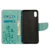 For iPhone XR Embossed Butterfly Pattern Horizontal Flip Leather Case with Card Slot & Holder & Wallet & Lanyard (Green)