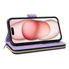 For iPhone 15 Nine-card Slots Zipper Wallet Bag Leather Phone Case(Light Purple)