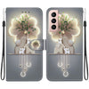 For Samsung Galaxy S22+ 5G Crystal Texture Colored Drawing Leather Phone Case(Elephants)