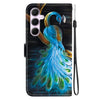 For Samsung Galaxy A55 5G Crystal Texture Colored Drawing Leather Phone Case(Peacock)