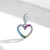 S925 Sterling Silver Rainbow Heart Pendant DIY Bracelet Necklace Accessories