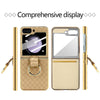 For Samsung Galaxy Z Flip5 VIETAO Woven Leather Metal Ring Phone Case(Blue)