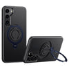 For Samsung Galaxy S23+ 5G Carbon Fiber MagSafe Phone Case with 360 Degree Rotating Holder(Black Blue)