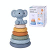 Baby Stacking Nesting Circle Toy Soft Squeeze Building Blocks Sensory Toys, Style: Elephant