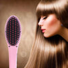 Handheld Innovative Hair Straightener Comb with LCD Temperature Display, EU Plug(Pink)