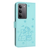 For Realme C75 / V60 Pro Embossed Kitten Phone Leather Case with Lanyard(Mint Green)