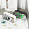 6637 LED Digital Display Temperature Electronic Clock Desktop Mirror Alarm Clock(Black Green Light)