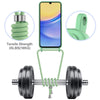 For Samsung Galaxy M14 4G Integrated Card Bag Solid Color Liquid Silicone Phone Case with Lanyard(Green)