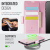 For iPhone 14 Plus AutSpace A11 Side Buckle MagSafe Magnetic RFID Phone Leather Case(Rose Gold)