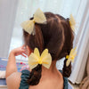 Sweet Coloured Bow Hair Clip Set Mesh Duckbill Clip Headpiece(Yellow)