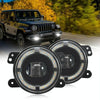 For Jeep Wrangler JK 2 Door 2007-2015 Y5 4 inch 1 Pair Light Guide Single Lens Fog Light(Yellow White)
