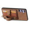 For Samsung Galaxy S25 Ultra 5G Retro Cross Wristband Wallet Leather Back Phone Case(Brown)