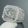 Fashion Full Rhinestone Micro-insert Silver Ring, US Size: 13, Diameter: 22.3mm, Perimeter: 70mm