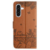For Samsung Galaxy A36 / A56 5G Cat Embossing Pattern Leather Phone Case with Lanyard(Brown)