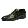Crocodile Pattern Business Flat Bottom Leather Formal Shoes, Size:48(Green)
