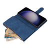 For Samsung Galaxy S25 5G Multifunctional Frosted Zipper Wallet Leather Phone Case(Blue)
