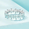 S925 Sterling Silver Oil Dripping Flower Arrangement Ring, Size: No. 7(SCR931 Blue)