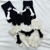 Fall Winter Couple Students Magnetic Warm Gloves Cute Dolls Outdoor Hand In Hand Mittens, Size: Average(Black)