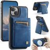 For iPhone 13 AutSpace A12 MagSafe Magnetic RFID Card Bag Phone Case(Blue)