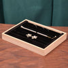 Solid Wooden Velvet Jewelry Display Tray Ring Earring Bracelet Storage And Organization Box, Specification: Small Black Velvet