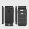 For LG V30 Brushed Texture Carbon Fiber Shockproof TPU Rugged Armor Protective Case (navy)