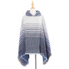 Spring Autumn Winter Checkered Pattern Hooded Cloak Shawl Scarf, Length (CM): 135cm(DP5-05 Blue)