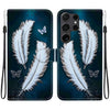 For Samsung Galaxy S24 Ultra 5G Crystal Texture Colored Drawing Leather Phone Case(White Butterfly Feathers)