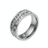 Girls Simple Titanium Steel Diamond Ring, Size: US Size 8(Double Row Silver)