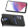 For Samsung Galaxy S25+ 5G Carbon Fiber Card Bag Fold Stand Phone Case(Black)