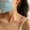 Drop Style Faceted Crystal Mask Lanyard Necklace Chain Glasses Chain(Wine Red)