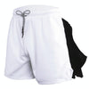 Mens Quick Dry Athletic Shorts Single Layer 5 / 10 Pants With Towel Hanging, Size: M(White)